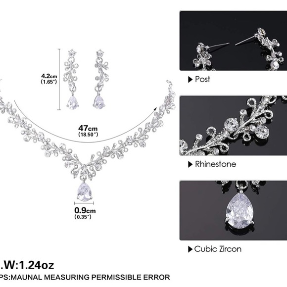 Lillie & White-Clear Crystal and Cubic Zircon Necklace and Earrings Jewelry Set - Picture 3 of 3